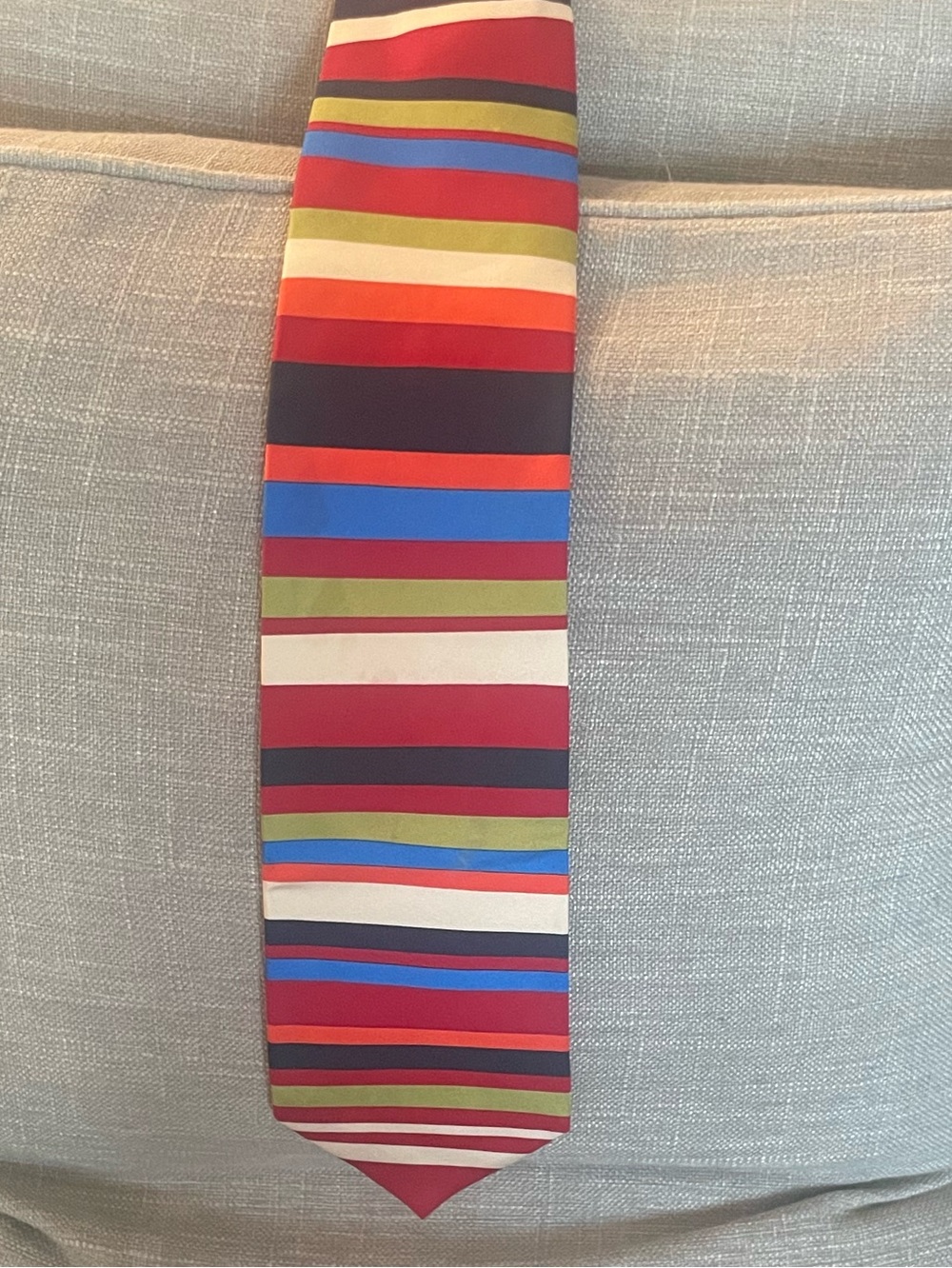 World Museum Collection Men's Multicolor Striped Tie with Red Accent
